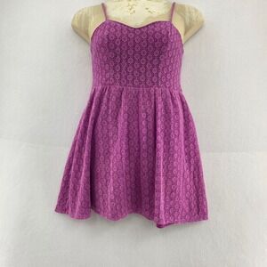Mossimo Supply Co. Junior L Purple Lace Fit & Flare Dress Lace Skater‎ Party Y2K